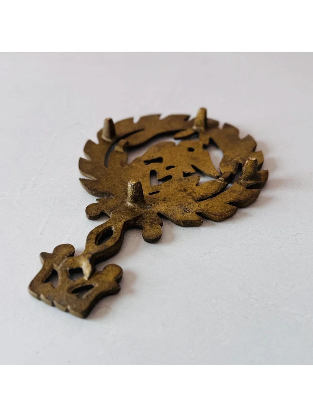 Vintage Americana Cast Brass Eagle Heart Trivet, Pennsylvania Dutch Folk Art